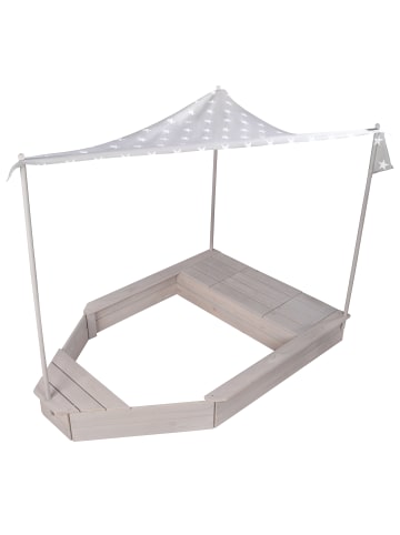 roba Sandkasten-Schiff - Wetterfest - Massivholz - inkl. Sonnendach - Grau