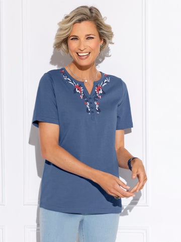 Sieh an! Kurzarm-Shirt in jeansblau-rot