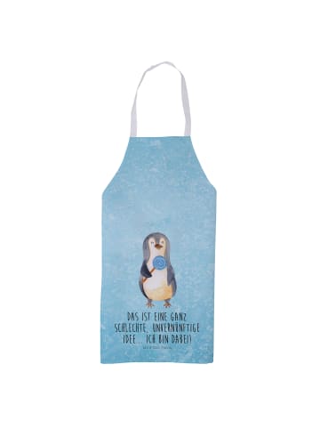 Mr. & Mrs. Panda Schürze Pinguin Lolli mit Spruch in Eisblau
