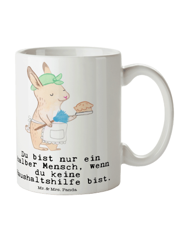 Mr. & Mrs. Panda Tasse Haushaltshilfe Herz mit Spruch in Weiß