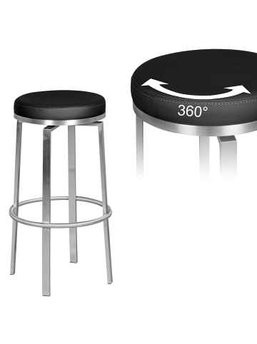 FineBuy Barstuhl in Schwarz / Kunstleder / 42x42x42