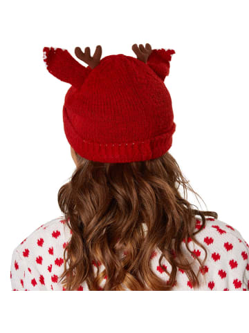 tectake Gestrickte Weihnachtsmütze in Rot, rot