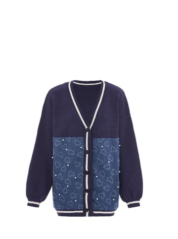 SANIKA Damen Strickjacke in Marine Wollweiss