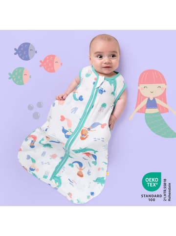 Schlummersack Musselin Babyschlafsack, 0.5 TOG in Weiß-Türkis