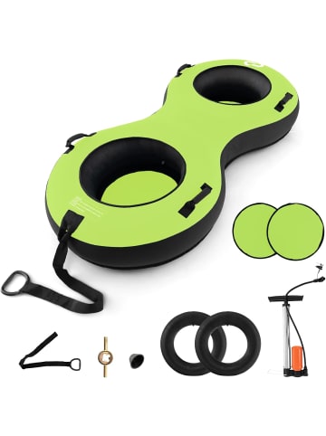 COSTWAY Schlitten 2 Sitzer Aufblasbar in Grün