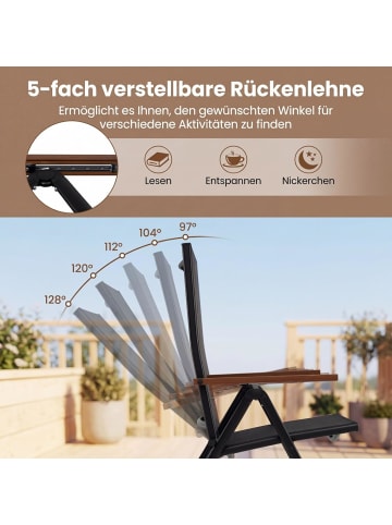 COSTWAY Gartenstühle Hochlehner 4er Set in Schwarz
