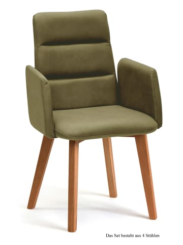 58 aufm Kessel ARMLEHNSTUHL (4er-Set) Darelle 52x92x60 Eiche geölt/Olivgrün