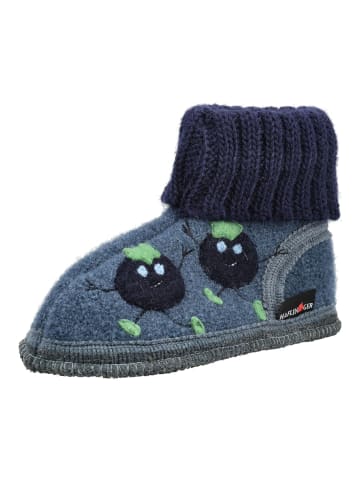 HAFLINGER Hausschuhe HÜTTENSCHUH BLAUBEERE Schwarz/Blau