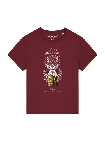 wat? Apparel T-Shirt [#afts] Eichhörnchen in Weinrot
