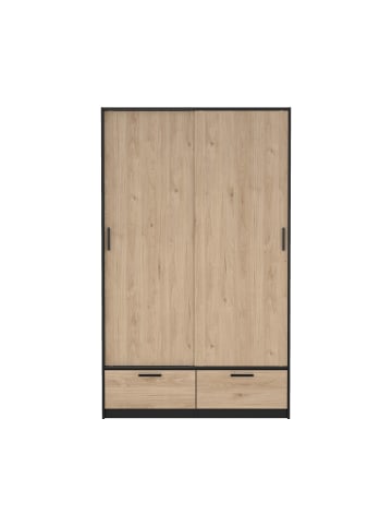 ebuy24 Kleiderschrank Line Nussbaum, Schwarz 122 x 61 cm