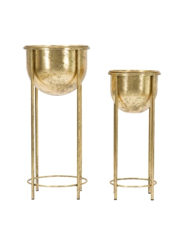 Mauro Ferretti Set aus 2 goldenen Metall-Pflanztöpfen mit Sockel Ø cm 27x62-21,5x52
