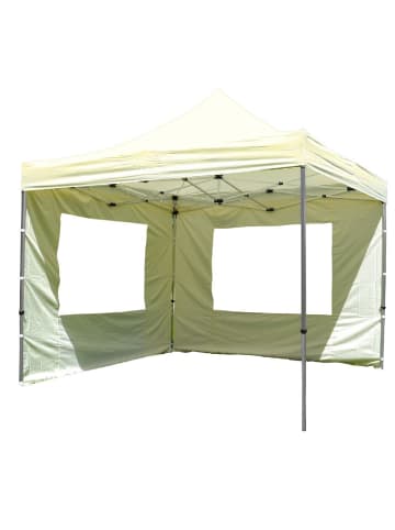 VCM  Falt Pavillon 3x3m champagner+2 Seitenteile in Weiß