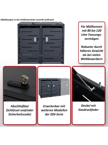 MCW 2er-Mülltonnenverkleidung E83 erweiterbar, Anthrazit, Stahl 38kg
