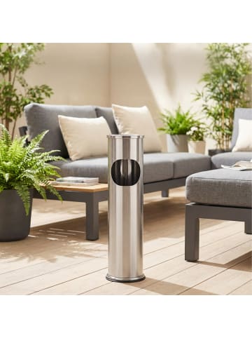 relaxdays Standaschenbecher in Silber - (H)56 x Ø 15 cm