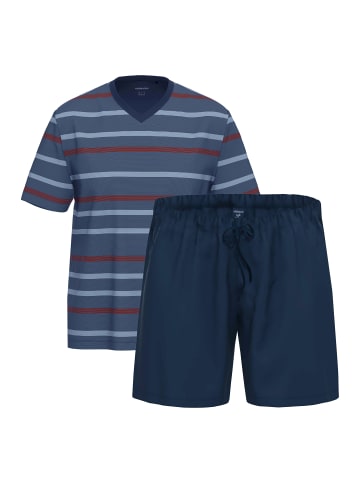 Ammann Schlafanzug Night & Home Cotton in Dunkelblau / blau