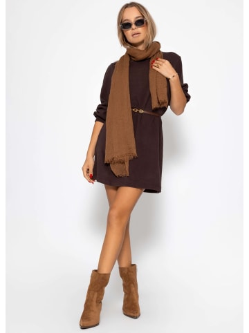 SASSYCLASSY Sweatkleid mit Stehkragen in Braun