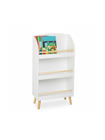 relaxdays Kinderbücherregal in Weiß/ Natur - (B)50 x (H)95,5 x (T)24 cm
