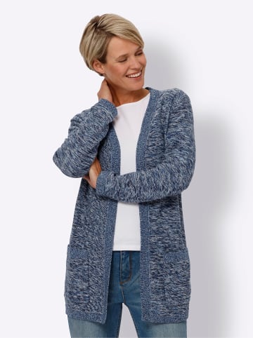 Sieh an! Longstrickjacke in marine-ecru-meliert