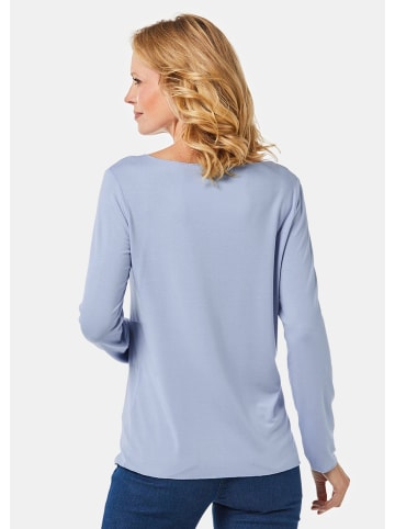 GOLDNER Kombistarkes Langarmshirt mit tonaler Zierkante in hellblau