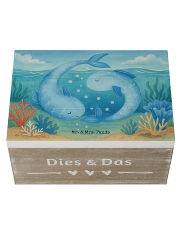 Mr. & Mrs. Panda Holzbox Sternzeichen Fische Design ohne Spruch in Weiß