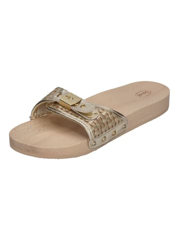 Scholl Pantoletten PESCURA FLAT RAFIA in goldfarben