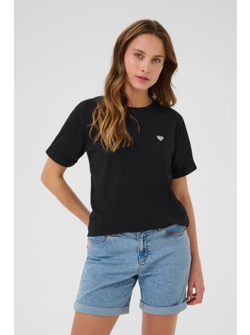 Kaffe T-shirt KAemily Regular fit in Black Deep W. Silver Heart