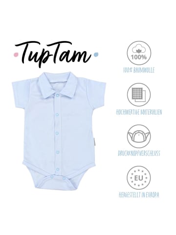 TupTam Baby Jungen Langarm Kurzarm Body mit Kragen in hellblau