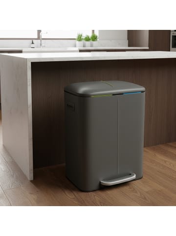 relaxdays Mülleimer in Grau - 2x 20 Liter