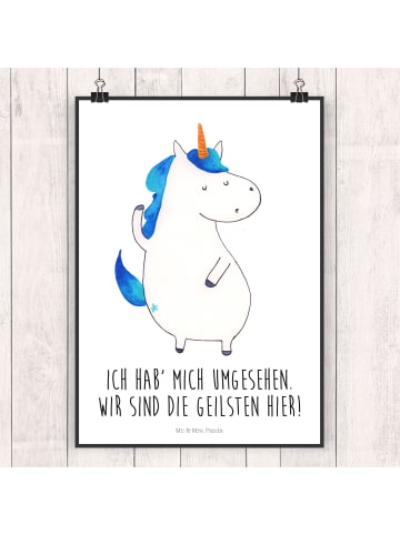 Mr. & Mrs. Panda Wandbild Einhorn Mann mit Spruch in Weiß