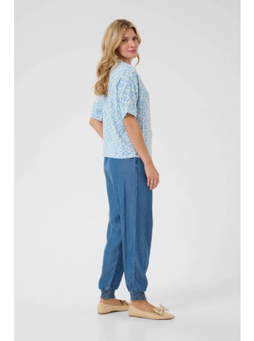 Cream Kurzarmhemd CRTiah Baggy fit in Blue Yellow Small Floral