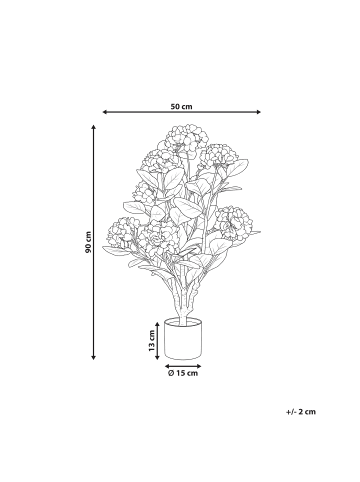Beliani Kunstpflanze HORTENSIUM in Rosa/Grün - (W) 50 x (H) 90 x (L) 50 cm