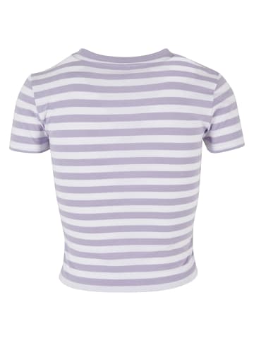 Urban Classics Urban Classics Damen Ladies Short Striped Tee in white/dustylilac