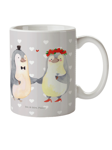 Mr. & Mrs. Panda Kunststoffbecher Pinguin Heirat ohne Spruch in Grau Pastell
