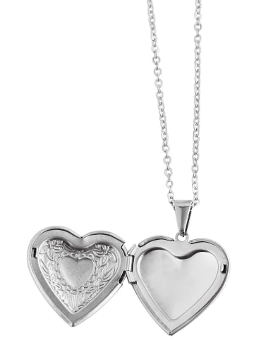 Adeliás Damen Halskette mit Anhänger – Medaillon aus Edelstahl in silber