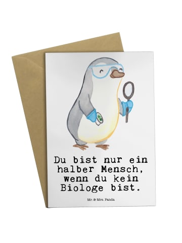 Mr. & Mrs. Panda Glückwunschkarte Biologe Herz mit Spruch in Weiß