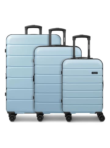 Saxoline Miami 4 Rollen Kofferset 3-teilig mit Dehnfalte in light blue
