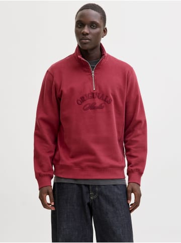 Jack & Jones Sweatshirt mit halbem Reißverschluss in Tibetan Red