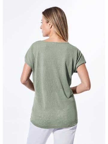 GOLDNER Leinenoptik-Shirt, U-Boot-Ausschnitt in baummoos