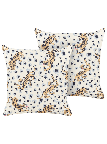 Beliani 2er-Set Gartenkissen ARENZANO in Bunt/Beige/Blau