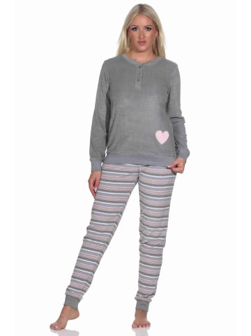 NORMANN Frottee Schlafanzug Bündchen - 77705 in grau