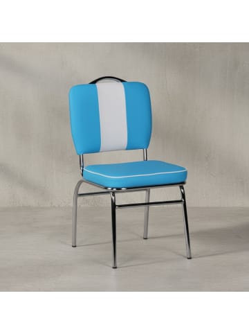 KADIMA DESIGN Retro Esszimmerstuhl, 50er-Jahre Diner Style, bequeme Polsterung in Blau