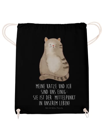 Mr. & Mrs. Panda Sportbeutel Katze Sitzen mit Spruch in Schwarz