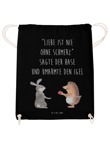 Mr. & Mrs. Panda Sportbeutel Hase Igel mit Spruch in Schwarz