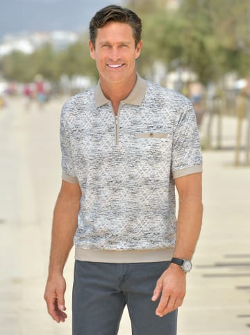 WITT WEIDEN Kurzarm-Poloshirt in weiß-bedruckt