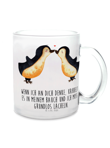 Mr. & Mrs. Panda Tee Tasse Pinguine Kuss mit Spruch in Transparent