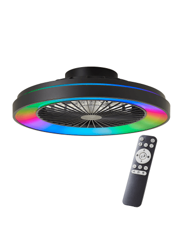 Brilliant Mazzaro Deckenleuchte 48,5cm mit Ventilator schwarz Metall schwarz