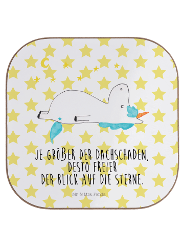 Mr. & Mrs. Panda Tischuntersetzer Einhorn Sternenhimmel mit Spruch in Weiß