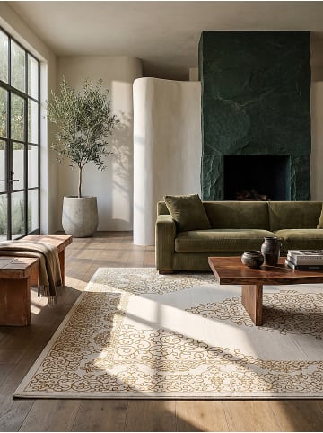 KADIMA DESIGN ERESMA Kurzflorteppich Creme 240x340 Orientalisch Polyester Wohnraum in Creme