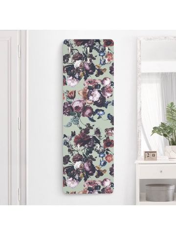 WALLART Garderobe - Altmeisterliche Blüten mit Tulpen und Rosen in Grün