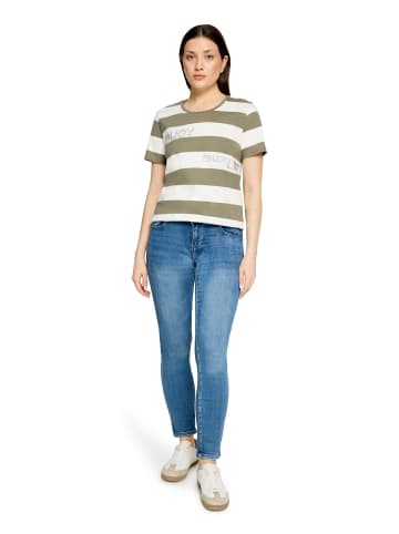Betty Barclay Ringelshirt mit Tunnelzug in Khaki/Cream
